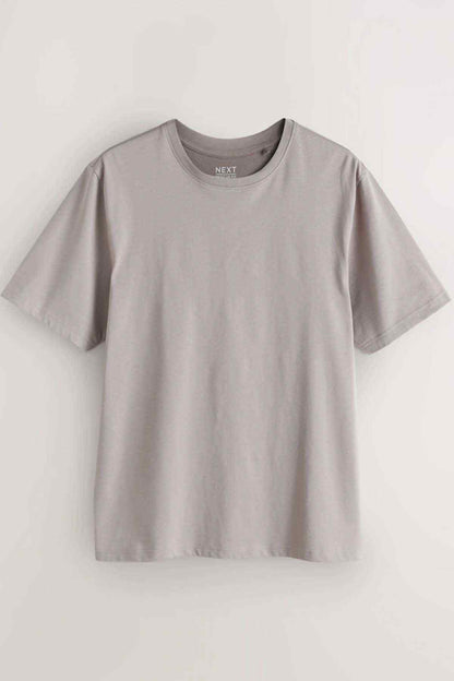 Light gray crew-neck short-sleeve T-shirt, flat front view