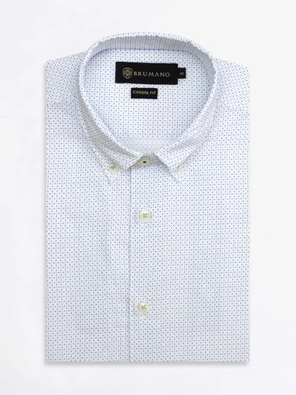 Brumano white dress shirt front, button placket and chest label