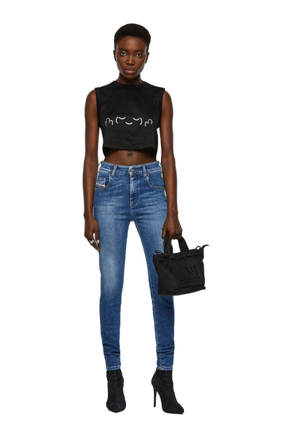 Diesel blue denim jeans with slim tapered legs and five-pocket design