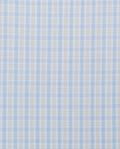 Camicissima light blue check dress shirt fabric, fine vertical and horizontal plaid