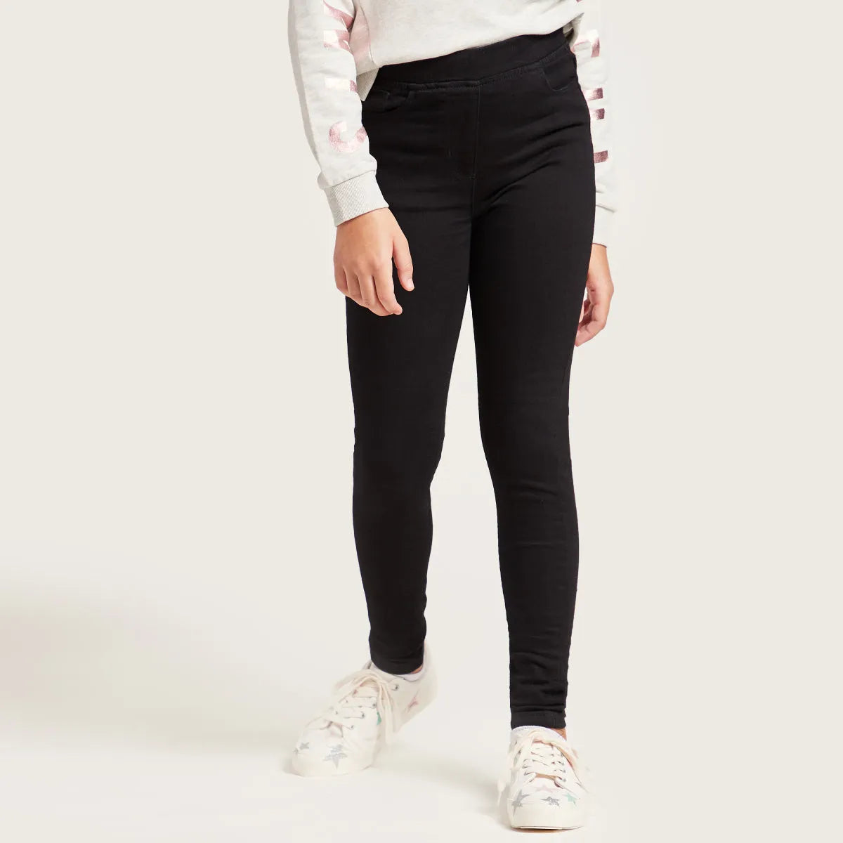 BABYSHOP black skinny leggings, full-length side view