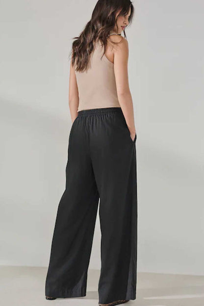 Next black wide-leg trousers, elastic waist and full-length wide legs