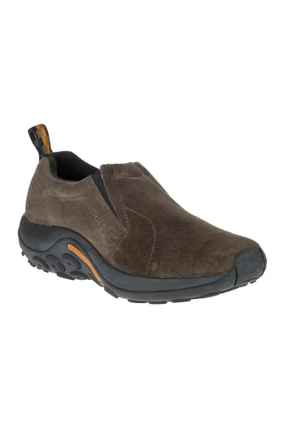 Merrell suede slip-on shoe in gunsmoke with cushioned rubber outsole and side gore