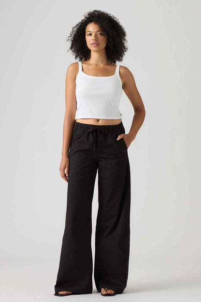 Levi's black wide-leg trousers with elastic waist and roomy relaxed legs
