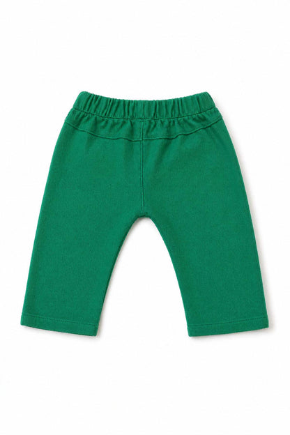 Green baby straight-leg pants with elastic waistband