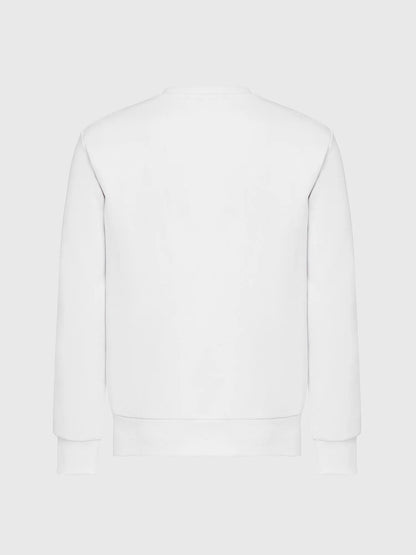 Diesel white crewneck sweatshirt, plain back view, ribbed cuffs and hem