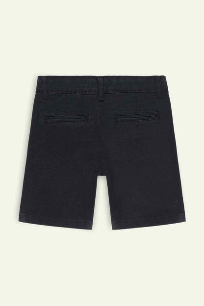 Black shorts with two front pockets and two back pockets