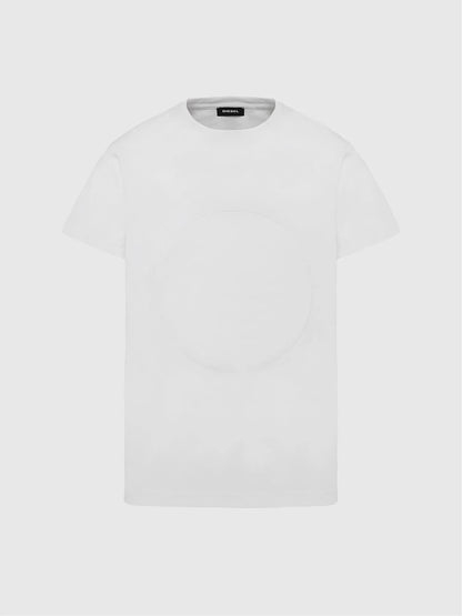 Diesel white crew-neck T-shirt, flat lay front