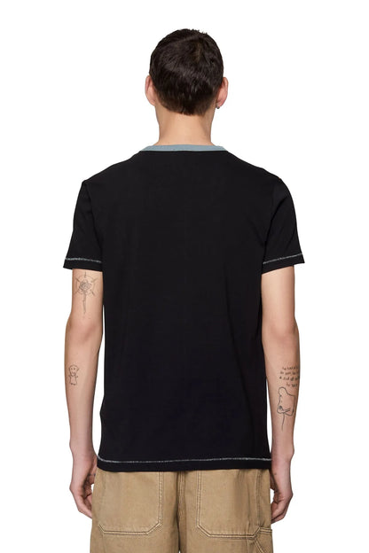 Diesel men's black T-shirt back view, short sleeves and crew neck
