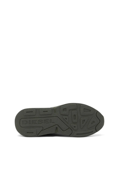 Diesel olive green sneaker outsole with tread and Diesel branding