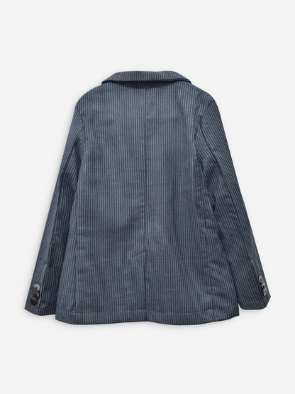 Brumano pinstripe blazer jacket back view, long sleeves with button cuffs