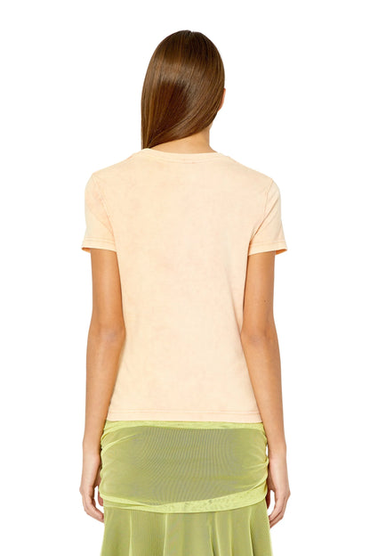 Pink Diesel crew-neck T-shirt back view with plain fabric and short sleeves.