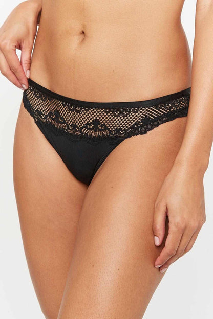 NEXT black lace thong with scalloped waistband