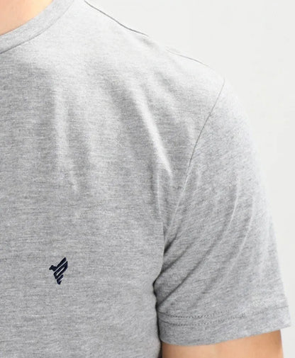 Fitted heather gray T-shirt, short sleeve with small chest logo