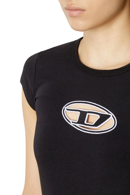 Diesel logo graphic on black T-shirt chest, short sleeves