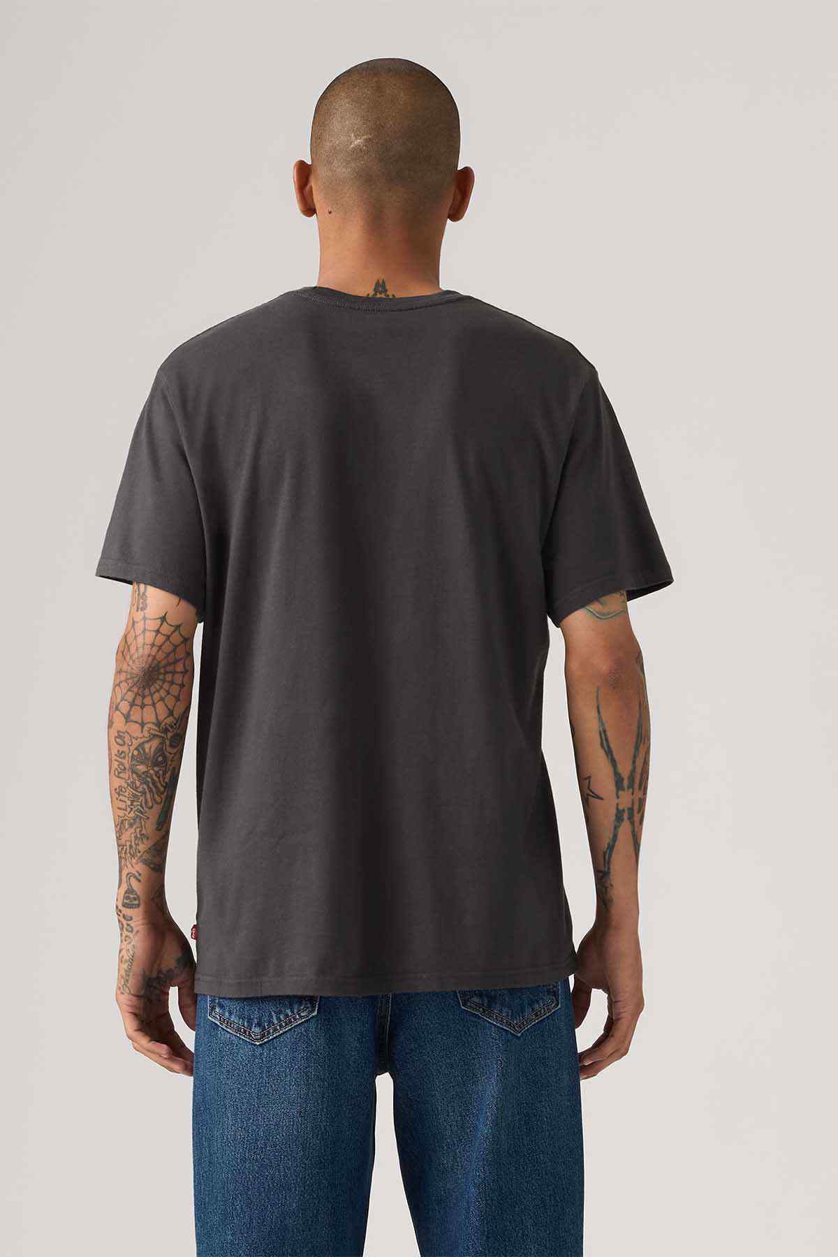 Levi's black graphic T-shirt, back view