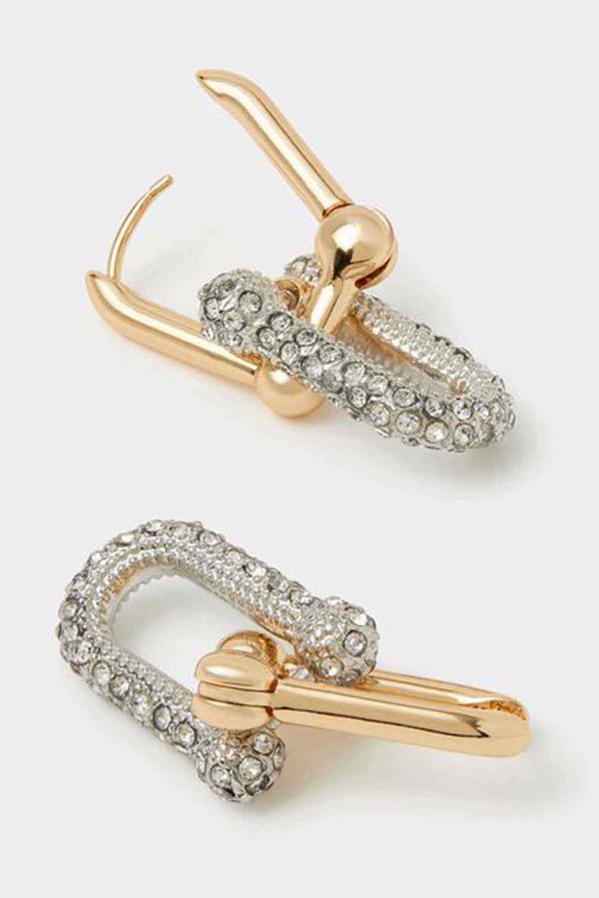 Rhinestone hair claw clip, gold-tone frame with clear sparkling stones