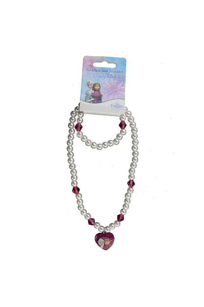 Disney pearl beaded necklace with pink crystal accents and heart pendant