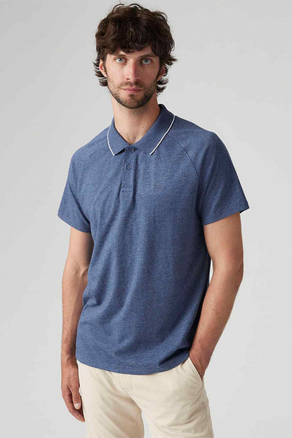 Levi's blue polo shirt with short sleeves and buttoned collar