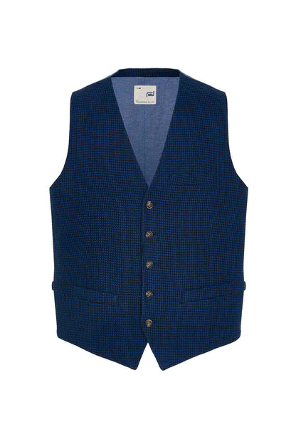 Camicissima navy blue textured waistcoat with V-neck and four-button front