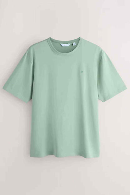Mint green kids crew-neck T-shirt with small chest logo