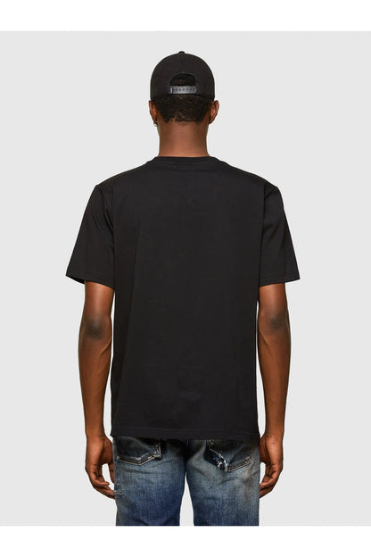 Black crew-neck T-shirt, plain back view