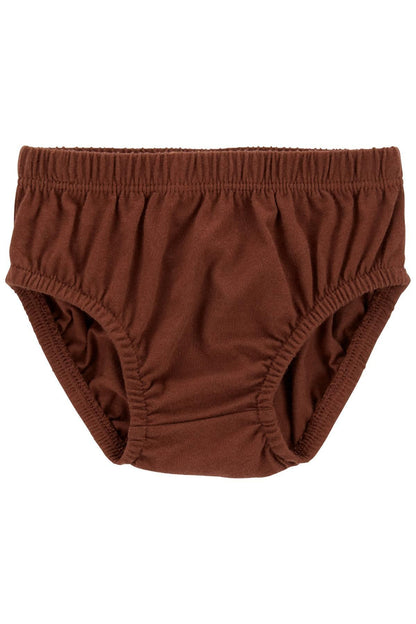 Brown baby diaper cover with elastic waistband and allover dot fabric