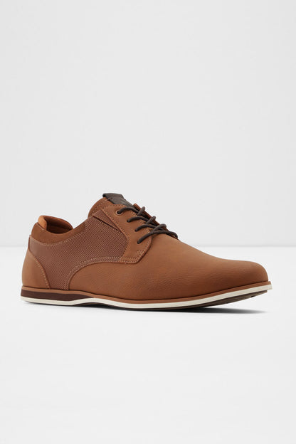 ALDO lace-up sneaker in cognac brown with dark laces, side seams, and white sole