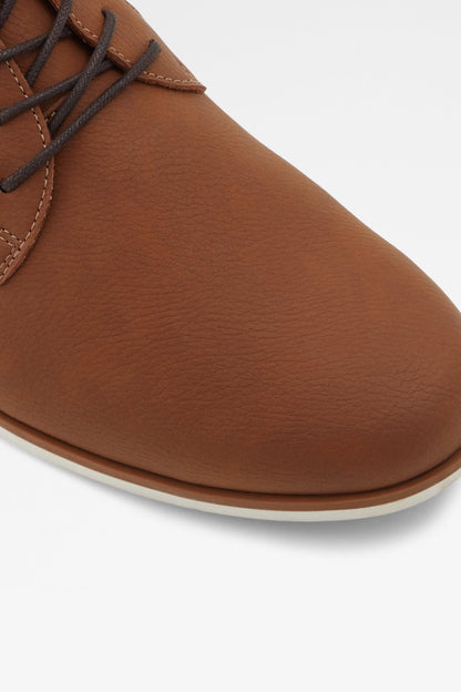 ALDO cognac brown sneaker toe with textured leather and lace-up vamp detail