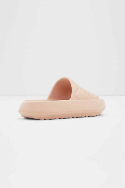Light pink slide sandal, cushioned footbed and open toe