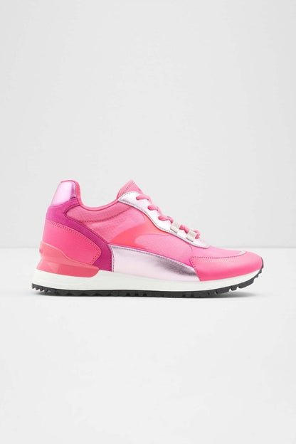 ALDO pink low-top sneaker with white paneling and lace-up front