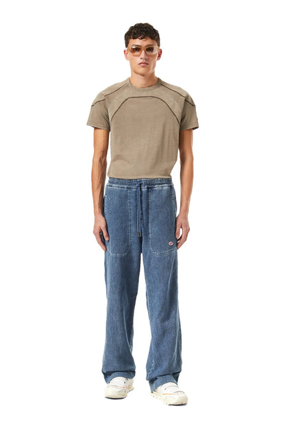 Diesel tan raglan T-shirt with crew neck and contrast raglan seams