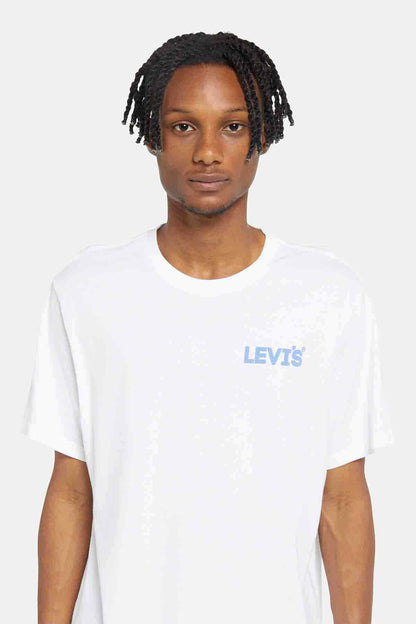 Levi's white crew-neck T-shirt with blue logo centered on chest