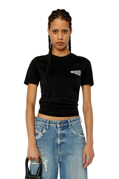 Diesel black short-sleeve T-shirt with small chest logo