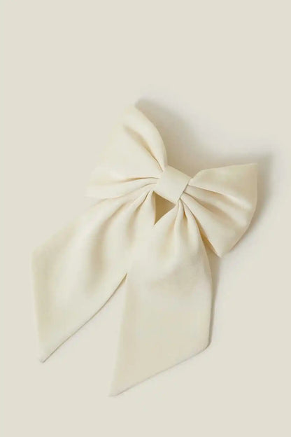 Cream fabric bow with long tails