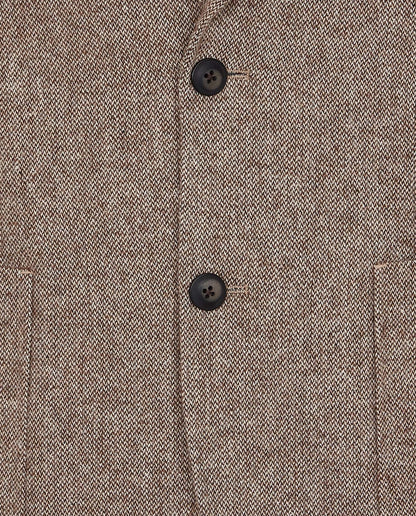 Camicissima men's brown textured blazer button placket close-up with dark buttons