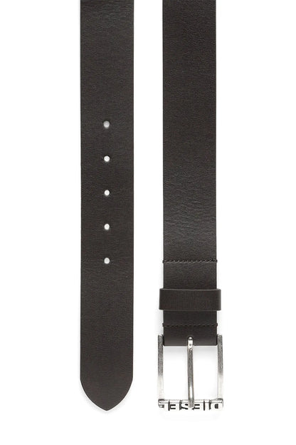 Diesel dark brown leather belt with stitched edge and punched holes