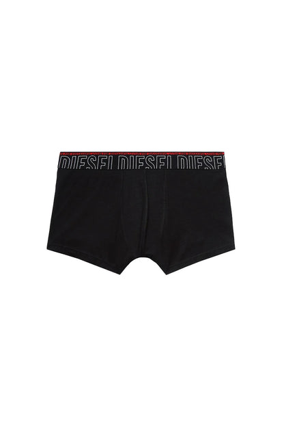 Men's black boxer briefs with elastic logo waistband