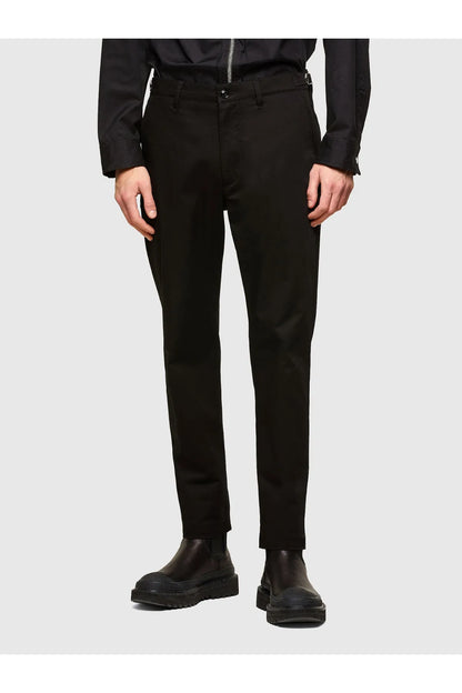 Diesel black straight-leg trousers with button closure and belt loops