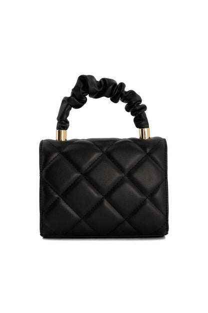 Dune London black quilted mini handbag with ruched top handles