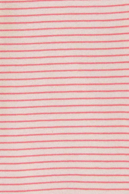 Striped long-sleeve bodysuit fabric with thin red-and-white horizontal lines