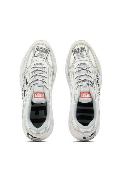 Pair of white lace-up sneakers with Diesel heel labels