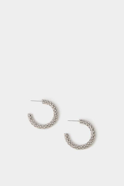 Accessorize silver pavÃ© hoop earrings with hinged posts