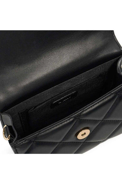 Dune London black quilted bag interior pocket with zipper and logo label
