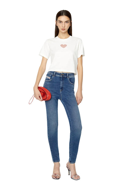 Diesel blue denim jeans, slim fit with five-pocket styling and ankle-length hem