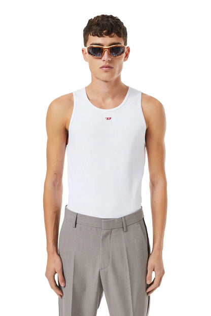 Diesel white sleeveless tank top with small chest logo