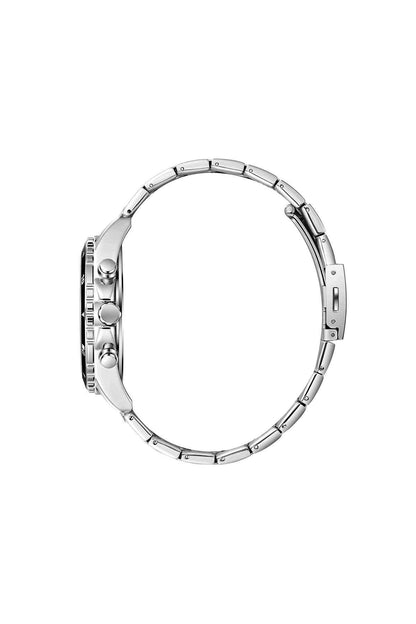 Lee Cooper watch bracelet, silver metal link band with rose-gold center stripes