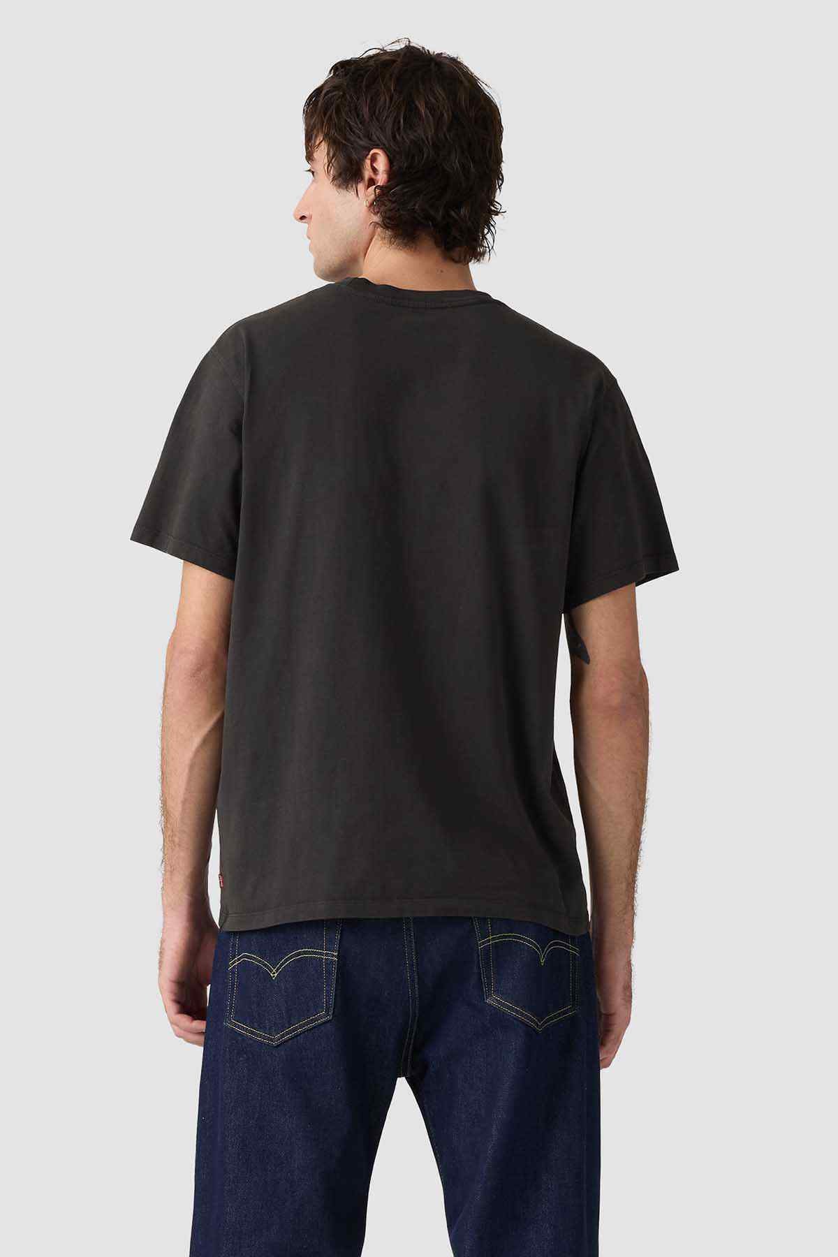 Levi's black crew-neck short-sleeve T-shirt, back view