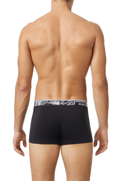 Black Diesel boxer briefs with logo waistband, back view