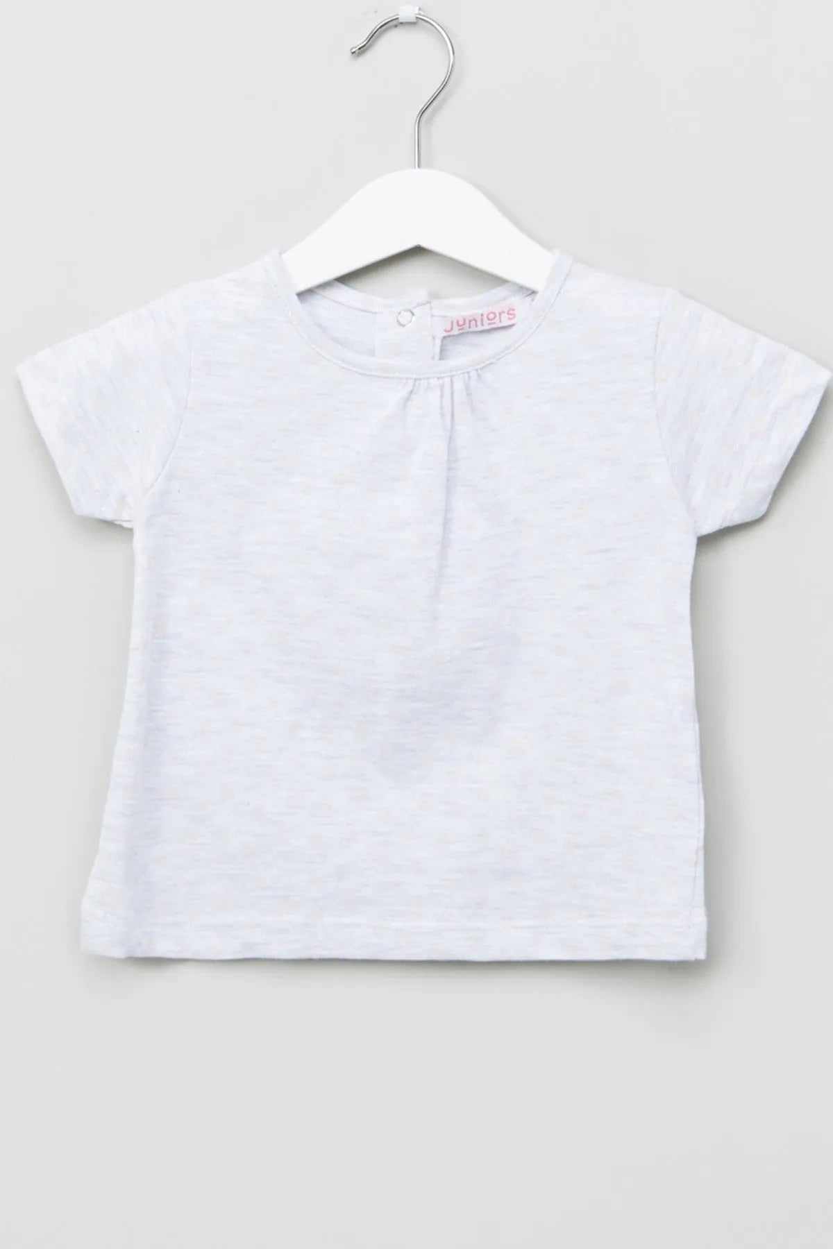 White short-sleeve baby T-shirt with round neckline